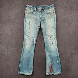 Vintage Levis Offender Jeans 33x33 Faded Distressed Flare Patched Thrashed Y2K